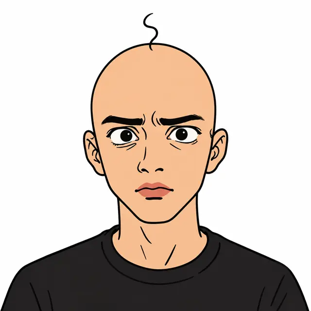 Prosper, bald except for one hair